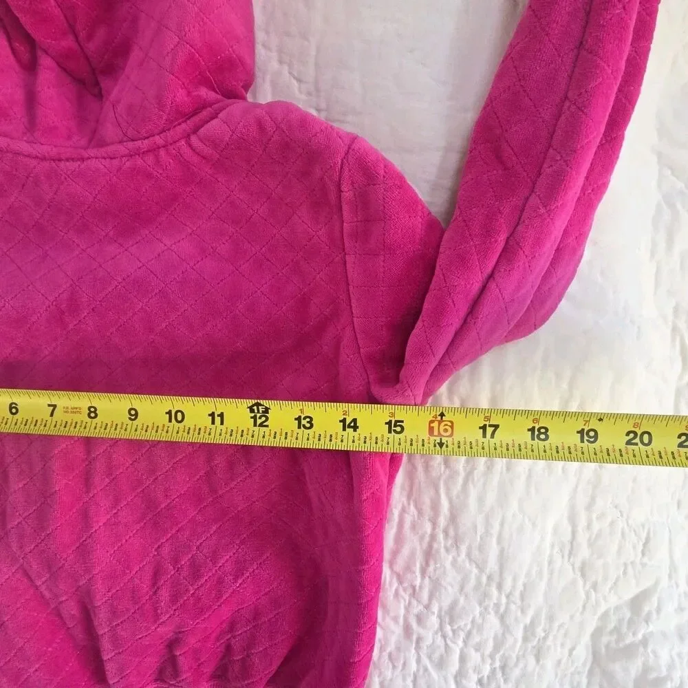 Vintage Gymboree Quilted Jacket Size 8 Pink Velour Hooded Full Zip Lined
